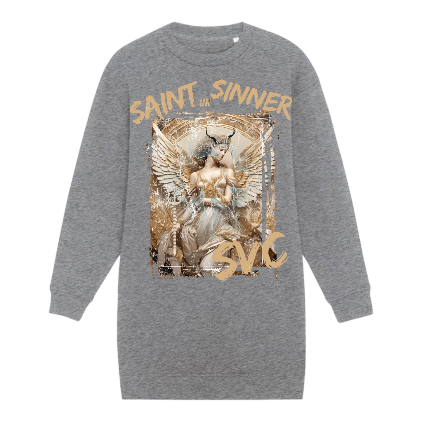 Mid Heather Grey Saint Or Sinner Sweatshirt Dress