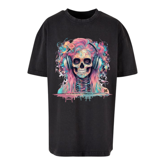 Washed Black SVC Sweet Sugar Skull Heavyweight T-Shirt