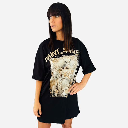 Black Saint Or Sinner T-Shirt Dress