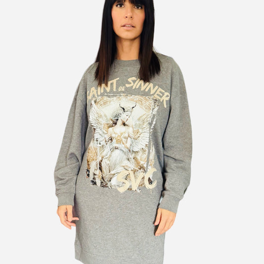 Mid Heather Grey Saint Or Sinner Sweatshirt Dress