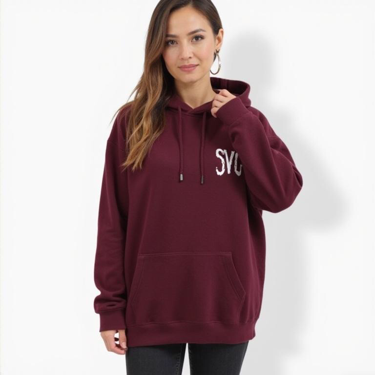 SVC Logo Hoodie In Burgundy