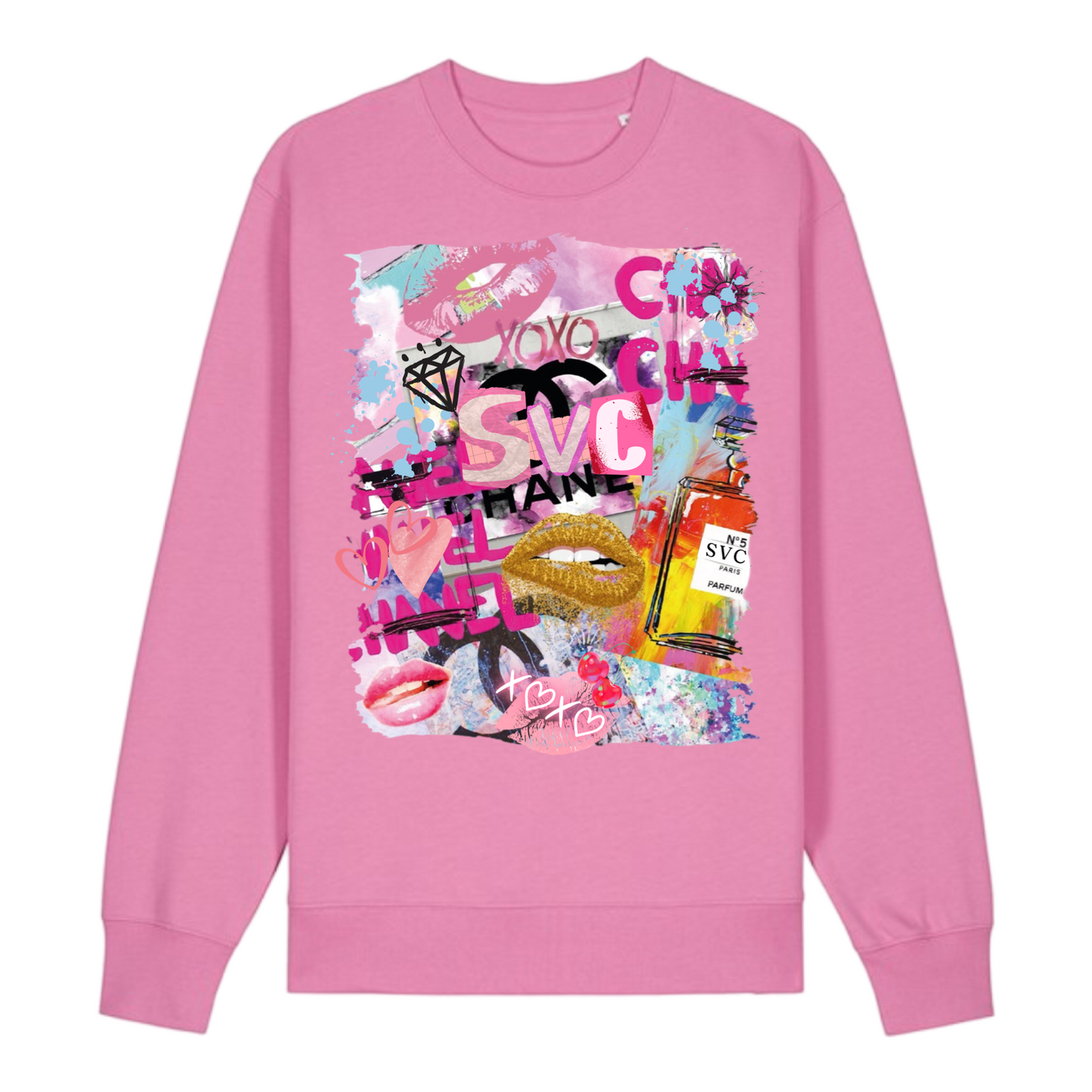 Candy Pink Graffiti Print Oversized Sweatshirt